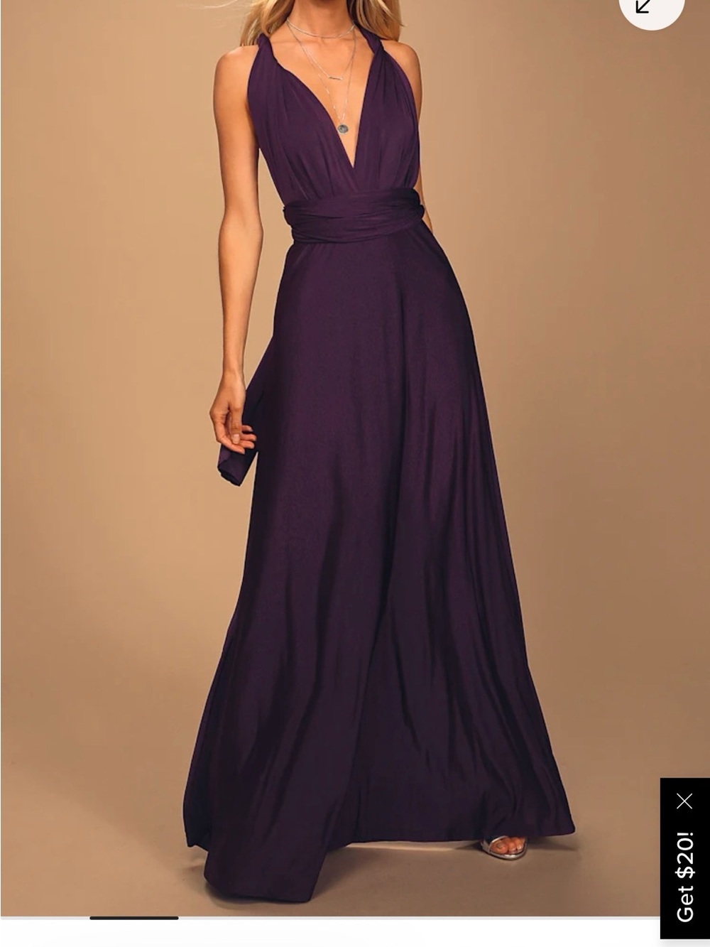 Lulu's Always Stunning Deep Plum Halter V-Neck Maxi Dress